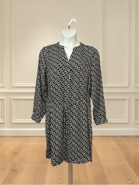 NEW, Max Cocos Weekender, Shirt Dress, XL, Black White Geometric